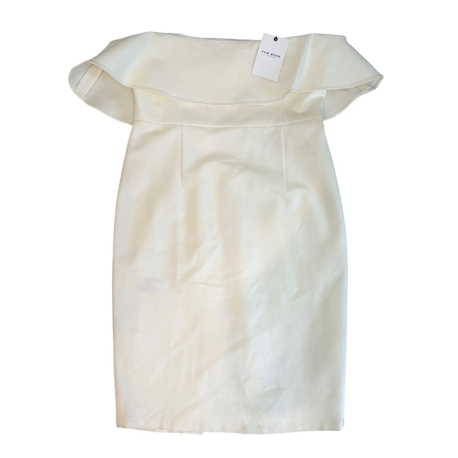 Few Moda Bone Off The Shoulder Ruffle Sheath Dress Fw0743 Size L Nwt